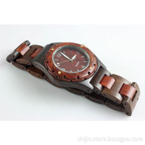 Wooden watch with red and black sandalwood for couples, environmental, China manufacturer, OEM